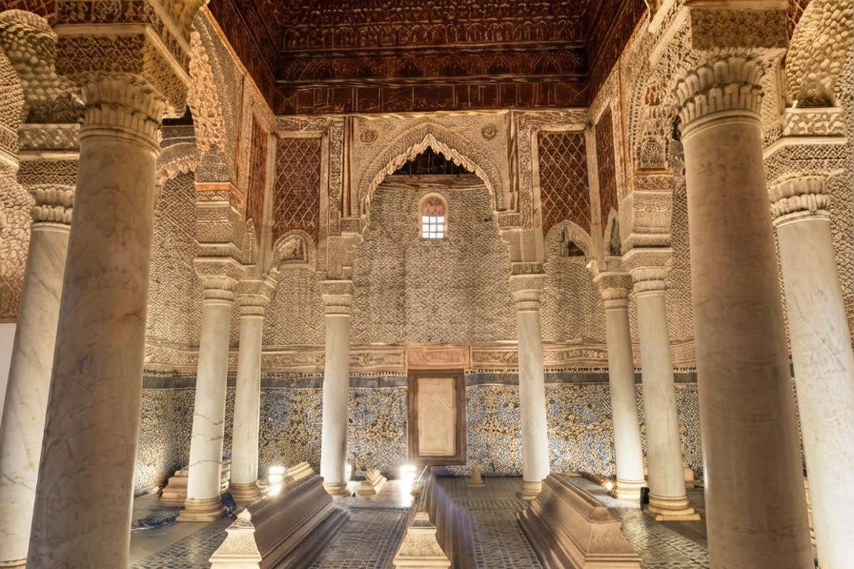 The gilded Chamber of the Twelve Columns at the Saadian Tombs, built under Sultan Ahmad al-Mansur