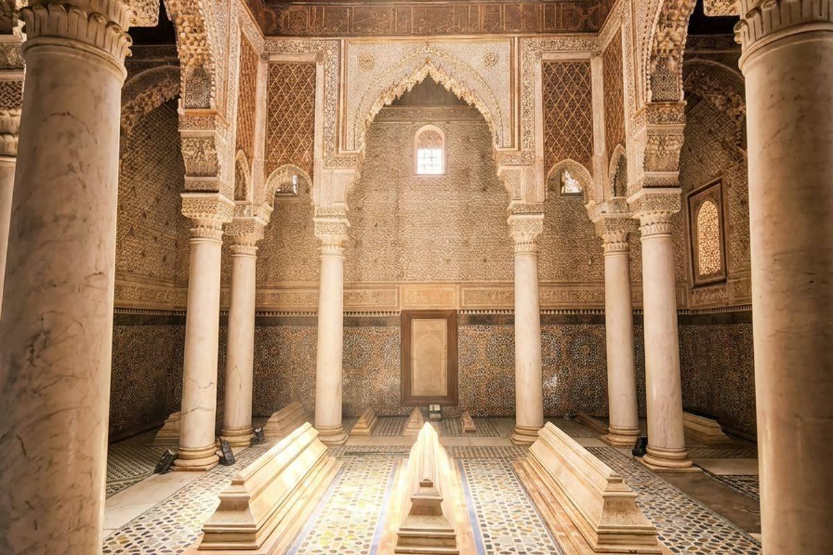 The ornate Chamber of the Twelve Columns, the highlight of a Saadian Tombs visit