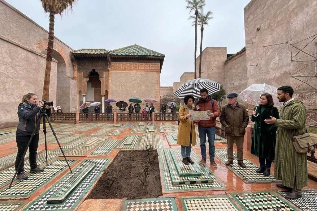 Courtyard with palms at the Saadian Tombs, Marrakech