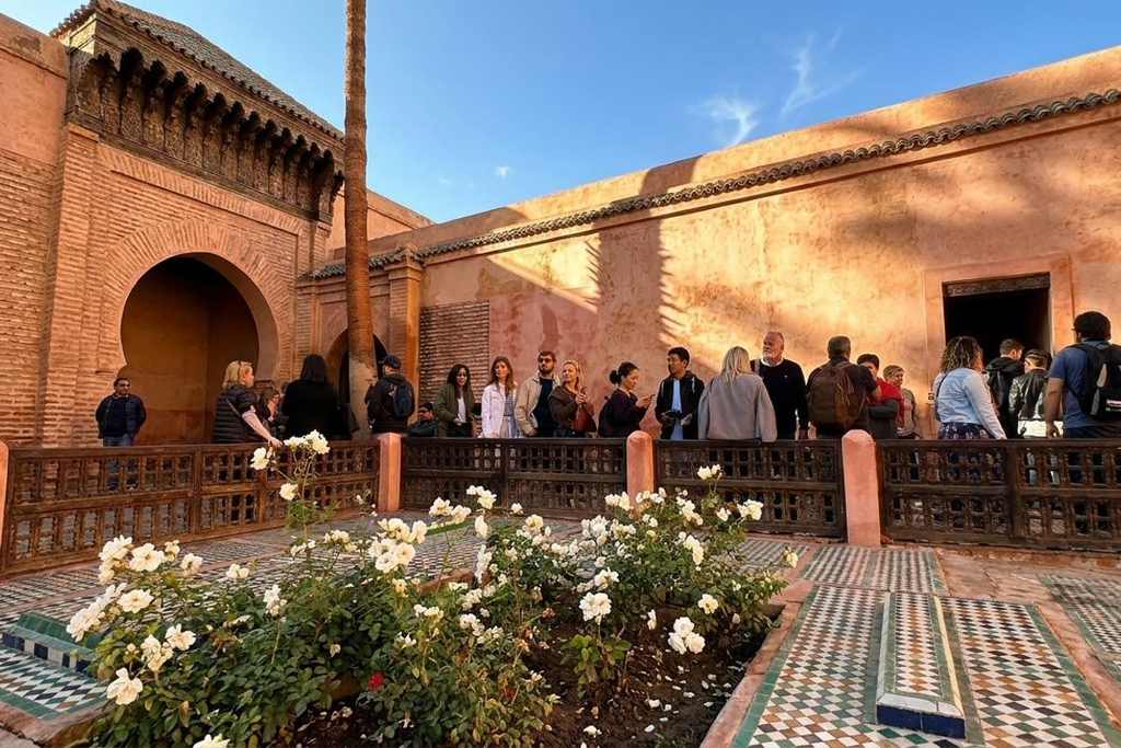 Rose garden and tiled graves at the Saadian Tombs